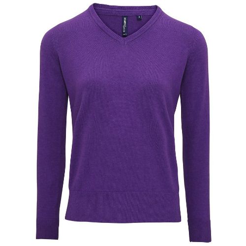 Asquith & Fox Women's Cotton Blend V-Neck Sweater Purple Heather